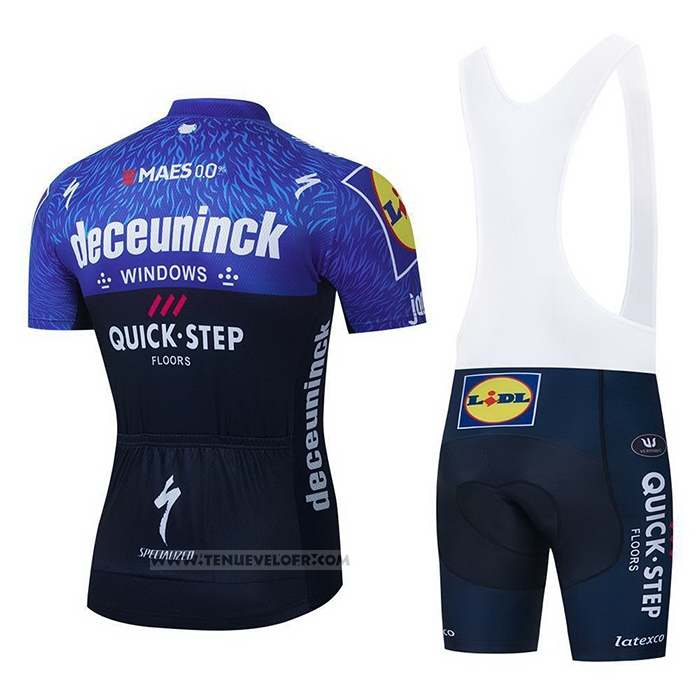 2021 Maillot Cyclisme Deceuninck Quick Step Bleu Violet Manches Courtes et Cuissard